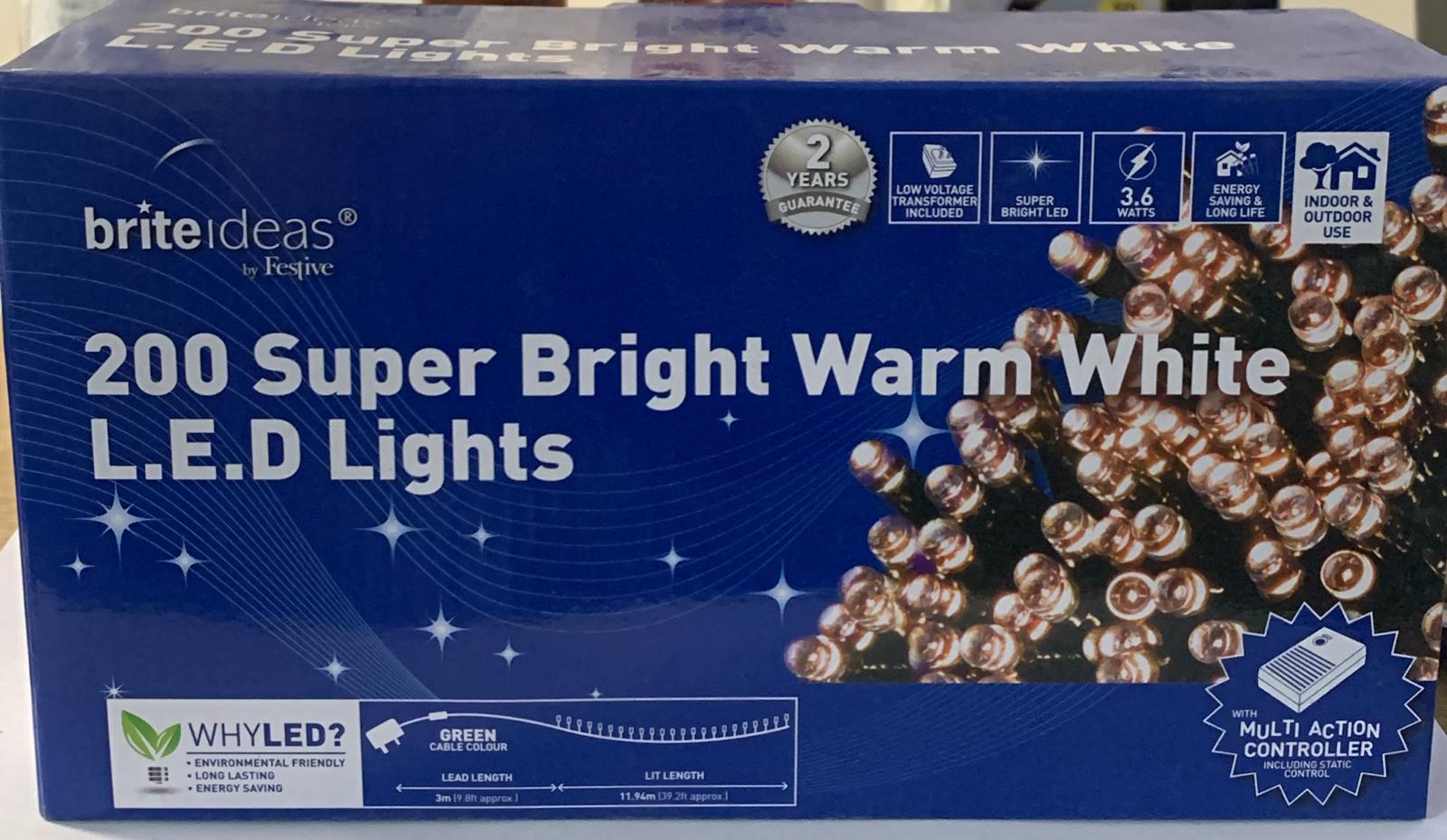 200 Super Bright Warm White L.E.D Lights 200 Super Bright Warm White L.E.D Lights